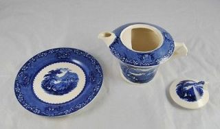 Royal Staffordshire Pottery Jenny Lind Tea Pot Plate 1795 Blue With 