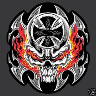 SKULL BLADES EMBROIDERED BIKER PATCH 10 3/4 INCH PATCH