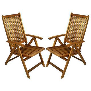 River Cottage Gardens Acacia 5 Position Folding Patio Chair   2 Pack