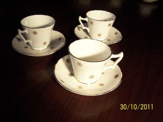 Vintage English Castle bone china , Staffordshire, 3 cups & saucers 