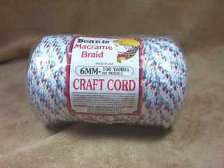 Bonnie Macrame Craft Cord 6MM 100 Yards White, Rust & Light Blue Rug 