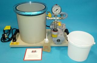 LITRE VACUUM DEGASSING CHAMBER AND PUMP SILICON RESIN CASTING PLUG 