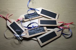 WOODEN BIRTHDAY OR CHRISTMAS PARTY CHALKBOARD GIFT TAGS OR LABELS