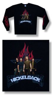 New Nickelback Flames Group+ Flame sleeves Longsleeved Black X Large 