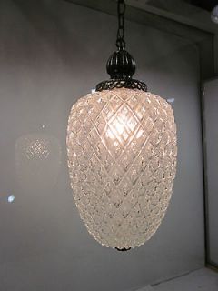   Hollywood Regency? Glass Hanging Swag Lamp 17long x 8round 14chain