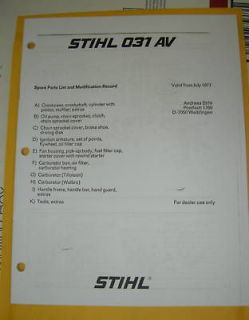 031 AV Chainsaw Parts Manual 031AV For Stihl