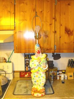 37 Tall Plaster Clown With Poodle Lamp Chalk Chalkware