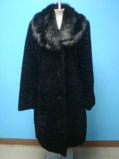 Simon Chang  Broadtail Lamb & Mink Faux Fur Coat 9 10