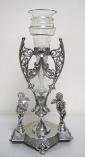 EARLY 19th CENTURY SIMPSON, HALL & MILLER SILVER PLATE GLASS EPERGNE