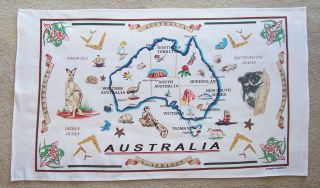 Tea Towel Bulk Buy x 6   100% Cotton   Australia Map & Images Of 