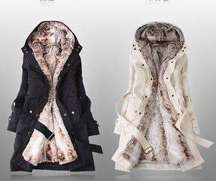 Womens Thicken Fleece Faux Fur Warm Winter Coat Hood Parka Overcoat 