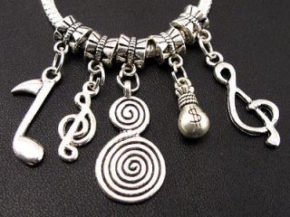   Tibetan Silver Cute Musical Note Charms Beads Fit Bracelet ◆fm034