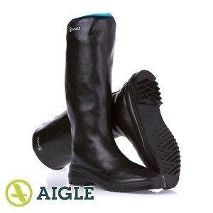 Aigle Rubber Pack Womens Wellington Boots   Noir/Cyan