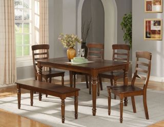 PC RECTANGULAR DINING ROOM SET TABLE AND 4 CHAIRS IN DARK OAK  NO 