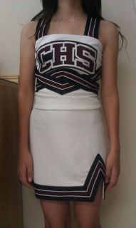 Cheerleader High School CHS Suit Uniform White Strap Metallic Small M 
