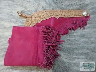 PINK Western Suede Leather Show Chaps w/ Silver Concho NEW Showman 