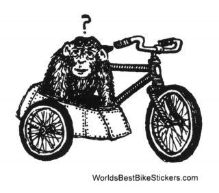chimp in side car sticker bicycle bike decal sidecar