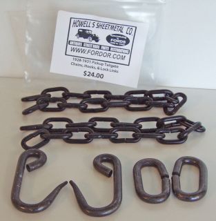 1928 1929 1930 1931 Model A Ford Pickup Truck Tailgate Chains, Hooks 
