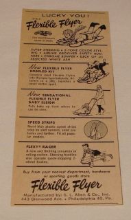 1962 FLEXIBLE FLYER ad ~ sled, racer, baby sleigh, etc