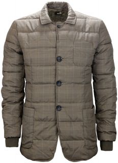 Moschino Mens Quilted Check Print Jacket Brown