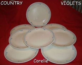 CORELLE COUNTRY VIOLETS PATTERN DINNER PLATES SET OF 8 DISCONTINUED
