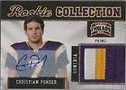 CHRISTIAN PONDER 2011 THREADS JERSEY LOGO PATCH AUTO RC ROOKIE #/15 