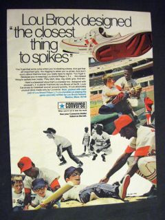 Vintage images of Cardinals Lou Brock Player LT Converse Shoes 1971 