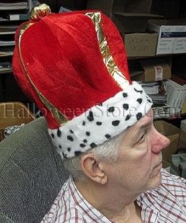 Plush Royal Imperial Kings Crown Hat Dalmatian Trim