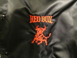 LG RED BULL JACKET SUPER CLEAN Made CANADA black Red snap front 