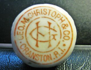 PRE PROHIBTION) G. CHRISTOPH BEER SODA BOTTLER PORCELAIN BOTTLE CAP 