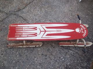 VTG 1950S SPACE SLED ROCKET XS 17 ORBIT CONTROL RED &^ WHITE W 
