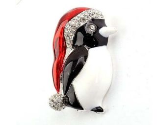 Exquisite Lovely Crystal Rhinestone Glaze MOE Penguin Pin Brooch