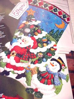 Bucilla Christmas Tree Shopping Stocking Kit Santa Frosty Snowman