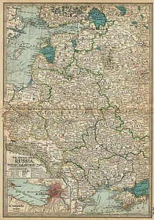   Map Authentic 1897 (Dated) Inc. Poland Cities, Towns, Topog. RR