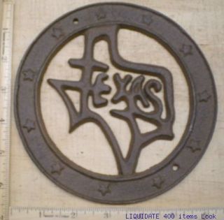 TEXAS OUTLINE STARS 6 Rd WESTERN wall Plaque cast iron
