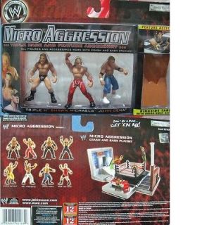 Rare NIB WWE Micro Aggression Triple Pack Triple H~Shawn Michaels~John 
