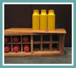 VTG Folk Art Wooden Milk Bottle Crate Toy in Box