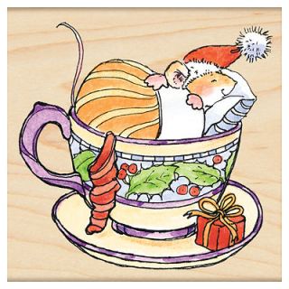 PENNY BLACK RUBBER STAMPS CHRISTMAS IN A CUP MOUSE SLEEP IN CUP NEW 
