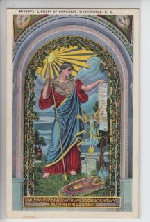 Washington DC Postcard Library of Congress Minerva Goddess of Wisdom 