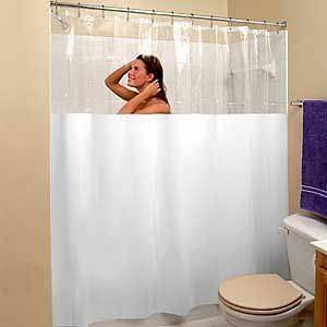   NEW Extra Heavy VINYL Shower Curtain Anti Bacterial   with Clear Top