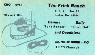 vintage CB radio QSL postcard Lone Ranger mask 1970s Union Missouri