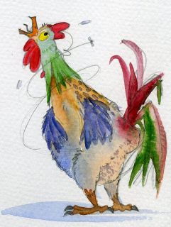 GALLERY OF CARNIVAL CHICKENS, ORIGINAL WATERCOLOURS PAINTED by David 