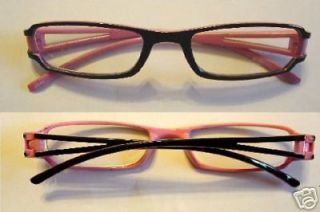 Brand New Readers BLACK PINK Acrylic Plastic Reading Glasses +1.25
