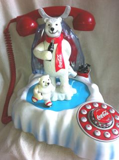 COCA COLA ANIMATED POLAR BEAR PHONE 1999 WORKS LIKE A CHARM BIG BOLD 