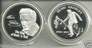 ELVIS PRESLEYTHE KING OF ROCK N ROLL SILVER COLLECTOR COIN