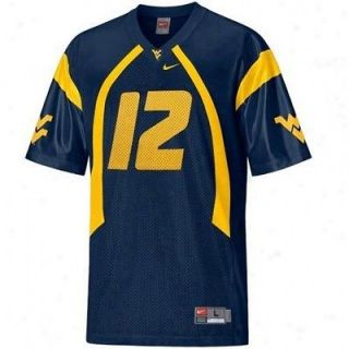   West Virginia Mountaineers #12 Geno Smith blue WVU jersey YOUTH LARGE