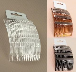 Pack Plain Hair Combs Slides 7cm Black Tort or Clear Hair 