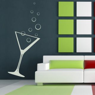 Cocktail Glass Bubbles Drink Kitchen Wall Art Sticker Wall Decal 