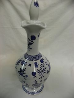 COALPORT WHITE BLUE DECANTER WITH CORK STOPPER ONE OF A LIMITED 