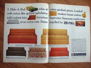 1965 Simmons Hide A Bed Sofas Ad
